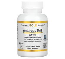 California Gold Nutrition, Жир арктического криля, с астаксантином, RIMFROST, натуральный клубничный и лимонный вкус, 500 мг, 120 желатиновых капсул-рыбок