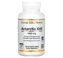 California Gold Nutrition, Жир арктического криля, с астаксантином, RIMFROST, натуральный клубничный и лимонный вкус, 1000 мг, 120 желатиновых капсул-рыбок