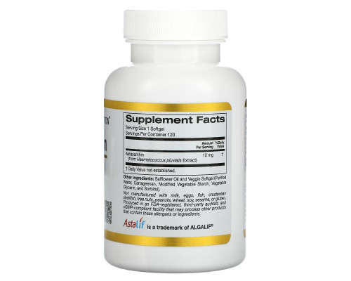 California Gold Nutrition, Natural Astaxanthin, USA Sourced, No Gluten, No GMOs, 12 mg, 120 Veggie Softgels California Gold Nutrition, Natural Astaxanthin, USA Sourced, No Gluten, No GMOs, 12 mg, 120 Veggie Softgels