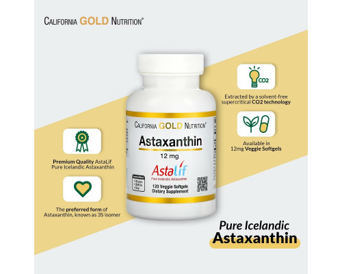 California Gold Nutrition, Natural Astaxanthin, USA Sourced, No Gluten, No GMOs, 12 mg, 120 Veggie Softgels California Gold Nutrition, Natural Astaxanthin, USA Sourced, No Gluten, No GMOs, 12 mg, 120 Veggie Softgels