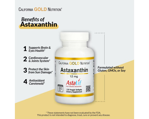 California Gold Nutrition, Natural Astaxanthin, USA Sourced, No Gluten, No GMOs, 12 mg, 120 Veggie Softgels California Gold Nutrition, Natural Astaxanthin, USA Sourced, No Gluten, No GMOs, 12 mg, 120 Veggie Softgels