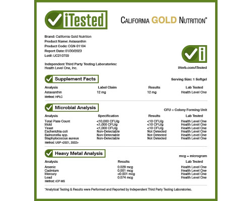 California Gold Nutrition, Natural Astaxanthin, USA Sourced, No Gluten, No GMOs, 12 mg, 120 Veggie Softgels California Gold Nutrition, Natural Astaxanthin, USA Sourced, No Gluten, No GMOs, 12 mg, 120 Veggie Softgels