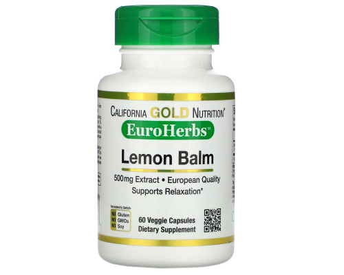 California Gold Nutrition, Мелисса Лимонная XT, EuroHerbs, 500 mg,VC MB, 60 карат California Gold Nutrition, Мелисса Лимонная XT, EuroHerbs, 500 mg,VC MB, 60 карат