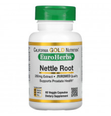 California Gold Nutrition, Экстракт корня крапивы, EuroHerbs, 250 мг, 60 вегетарианских капсул
