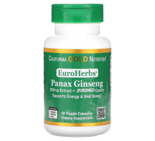 California Gold Nutrition, EuroHerbs, экстракт женьшеня азиатского, 250 мг, 60 растительных капсул