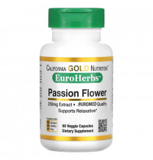 California Gold Nutrition, EuroHerbs,  Пассифлора XT 250 mg, VC MB, 60 карат
