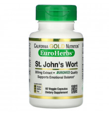 California Gold Nutrition, Экстракт зверобоя, EuroHerbs, европейское качество, 300 мг,  60 вегетарианских капсул