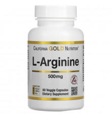 California Gold Nutrition, L-аргинин, AjiPure, 500 мг, 60 растительных капсул