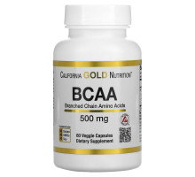 California Gold Nutrition, BCAA, AjiPure, аминокислоты с разветвленной цепью, без глютена, 500 мг, 60 вегетарианских капсул