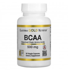 California Gold Nutrition, BCAA, AjiPure, аминокислоты с разветвленной цепью, без глютена, 500 мг, 60 вегетарианских капсул