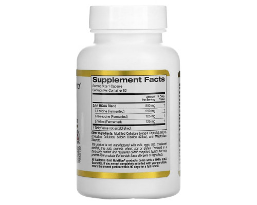 California Gold Nutrition, BCAA, AjiPure, аминокислоты с разветвленной цепью, без глютена, 500 мг, 60 вегетарианских капсул California Gold Nutrition, BCAA, AjiPure, аминокислоты с разветвленной цепью, без глютена, 500 мг, 60 вегетарианских капсул