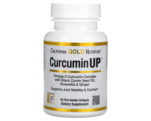 California Gold Nutrition, Curcumin UP, Формулы воспаления, 30 рыбных желатиновых мягких гелей California Gold Nutrition, Curcumin UP, Формулы воспаления, 30 рыбных желатиновых мягких гелей