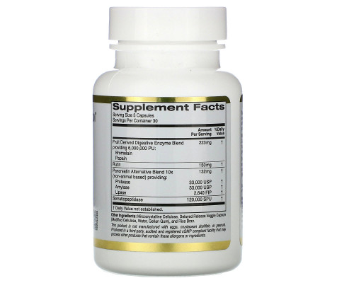 California Gold Nutrition, Протеиназа, 90 вегетарианских капсул с отсроченным высвобождением California Gold Nutrition, Протеиназа, 90 вегетарианских капсул с отсроченным высвобождением
