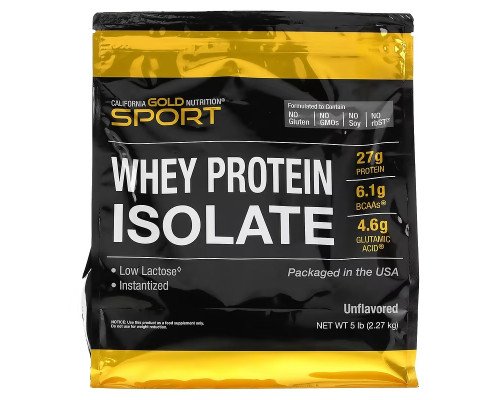 California Gold Nutrition, SPORT - Whey Protein Isolate, Unflavored, 5 lb California Gold Nutrition, SPORT - Whey Protein Isolate, Unflavored, 5 lb