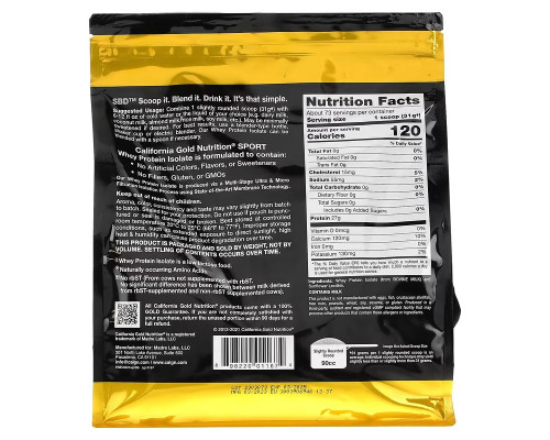 California Gold Nutrition, SPORT - Whey Protein Isolate, Unflavored, 5 lb California Gold Nutrition, SPORT - Whey Protein Isolate, Unflavored, 5 lb