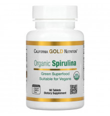 California Gold Nutrition, Органическая спирулина, сертифицирована Министерством сельского хозяйства США, 500 мг, 60 таблеток