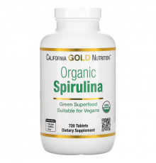 California Gold Nutrition, Органическая спирулина, сертифицирована Министерством сельского хозяйства США, 500 мг, 720 таблеток
