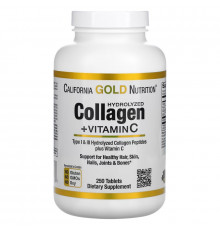 California Gold Nutrition, Гидролизованные коллагеновые пептиды + витамин С, тип 1 и 3, 6000 мг, 250 таблеток