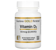 California Gold Nutrition, Витамин D-3, 50 мкг (2000 МЕ), 90 желатиновых мягких таблеток