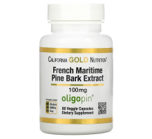 California Gold Nutrition, Французский экстракт коры приморской сосны, олигопин, антиоксидант полифенол, 100 мг, 60 вегетарианских капсул