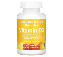 California Gold Nutrition, Органическое происхождение, пастилки с витамином D3, не содержат желатина и клейковины, смесь ароматов ягод и фруктов, 90 пастилок