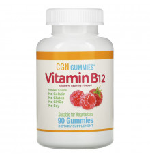 California Gold Nutrition, Vitamin B12 Gummies, Natural Raspberry Flavor, Gelatin Free, 3000 mcg, 90 Gummies