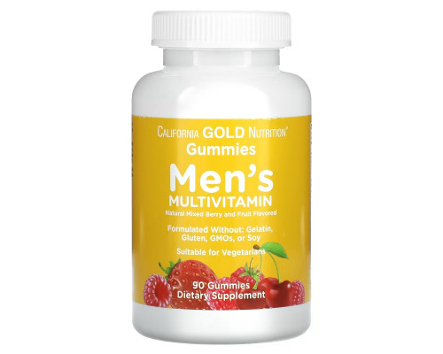 California Gold Nutrition, Мультивитамины для мужчин в форме жевательных таблеток, без желатина, без глютена, со вкусом органических ягод и фруктов, 90 жевательных таблеток California Gold Nutrition, Мультивитамины для мужчин в форме жевательных таблеток, без желатина, без глютена, со вкусом органических ягод и фруктов, 90 жевательных таблеток