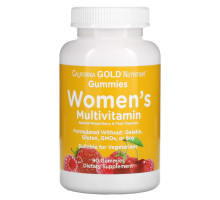 California Gold Nutrition, Мультивитамины для женщин в форме жевательных таблеток, без желатина, без глютена, со вкусом органических ягод и фруктов, 90 жевательных таблеток