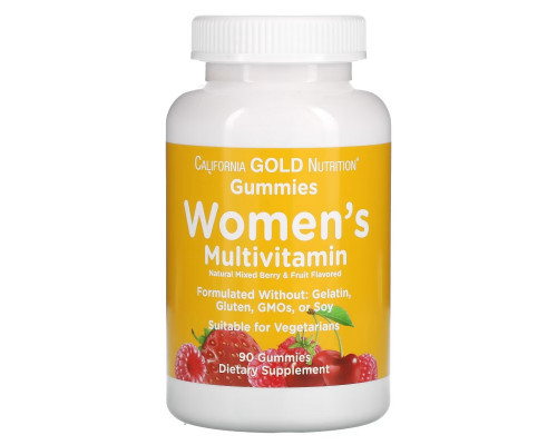 California Gold Nutrition, Мультивитамины для женщин в форме жевательных таблеток, без желатина, без глютена, со вкусом органических ягод и фруктов, 90 жевательных таблеток California Gold Nutrition, Мультивитамины для женщин в форме жевательных таблеток, без желатина, без глютена, со вкусом органических ягод и фруктов, 90 жевательных таблеток