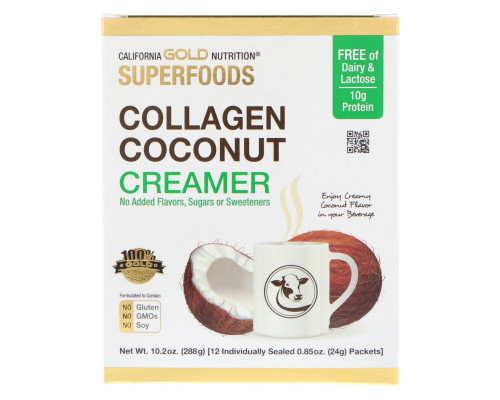 California Gold Nutrition, Superfoods, Collagen Coconut Creamer, 12 Individually Sealed, 0.85 oz (24 g) California Gold Nutrition, Superfoods, Collagen Coconut Creamer, 12 Individually Sealed, 0.85 oz (24 g)