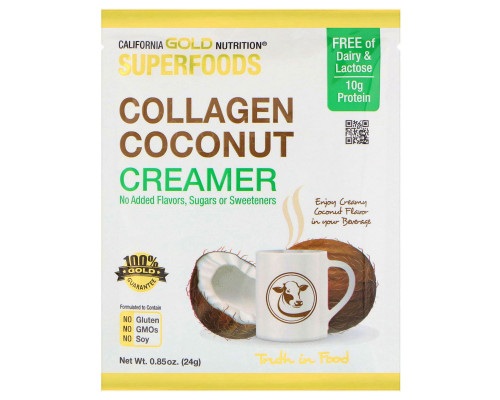 California Gold Nutrition, Superfoods, Collagen Coconut Creamer, 12 Individually Sealed, 0.85 oz (24 g) California Gold Nutrition, Superfoods, Collagen Coconut Creamer, 12 Individually Sealed, 0.85 oz (24 g)