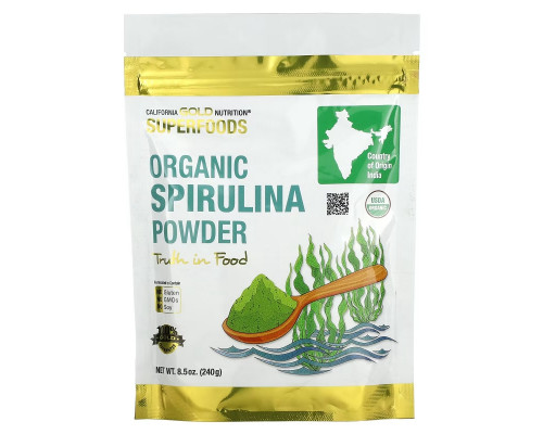 California Gold Nutrition, Суперфуд, Порошок органической спирулины, 8,5 унц. (240 г) California Gold Nutrition, Суперфуд, Порошок органической спирулины, 8,5 унц. (240 г)