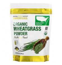 Зелень и зеленые овощи California Gold Nutrition, SUPERFOODS, порошок из органических ростков пшеницы, 240 г (8,5 унции)