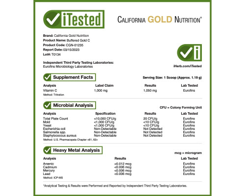 California Gold Nutrition, Забуференный витамин C, порошок витамина C, некислый, аскорбат натрия, 238 г (8,40 унций) California Gold Nutrition, Забуференный витамин C, порошок витамина C, некислый, аскорбат натрия, 238 г (8,40 унций)