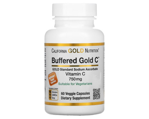 California Gold Nutrition, Buffered Gold C, Non-Acidic Vitamin C, Sodium Ascorbate, 750 mg, 60 Растительная капсула California Gold Nutrition, Buffered Gold C, Non-Acidic Vitamin C, Sodium Ascorbate, 750 mg, 60 Растительная капсула