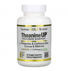 California Gold Nutrition, TheanineUP, концентрация и энергия, L-теанин и кофеин, 60 вегетарианских капсул