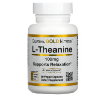 California Gold Nutrition, L-теанин, AlphaWave, способствует расслаблению, успокоению и концентрации, 100 мг, 60 вегетарианских капсул