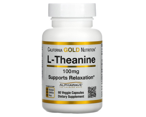 California Gold Nutrition, L-теанин, AlphaWave, способствует расслаблению, успокоению и концентрации, 100 мг, 60 вегетарианских капсул California Gold Nutrition, L-теанин, AlphaWave, способствует расслаблению, успокоению и концентрации, 100 мг, 60 вегетарианских капсул