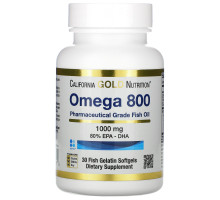 California Gold Nutrition, Омега 800, 80% EPA / DHA, Триглицеридная форма, 1000 мг, 30 рыбных желатиновых мягких гелей