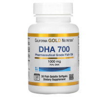 California Gold Nutrition, Рыбий жир ДГК 700, фармацевтического класса, 1000 мг, 30 желатиновых мягких таблеток в форме рыбок