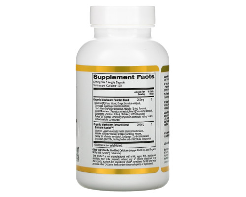 California Gold Nutrition, Микология, MushRex Plus, грибной комплекс полного спектра, сертифицированный органический, Immune Assist™ Микрон, 120 вегетарианских капсул California Gold Nutrition, Микология, MushRex Plus, грибной комплекс полного спектра, сертифицированный органический, Immune Assist™ Микрон, 120 вегетарианских капсул