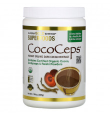 California Gold Nutrition, CocoCeps, растворимый органический темный какао напиток, 225 г