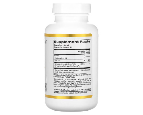 California Gold Nutrition, КЛК, конъюгированная линолевая кислота, 1000 мг, 90 мягких таблеток California Gold Nutrition, КЛК, конъюгированная линолевая кислота, 1000 мг, 90 мягких таблеток
