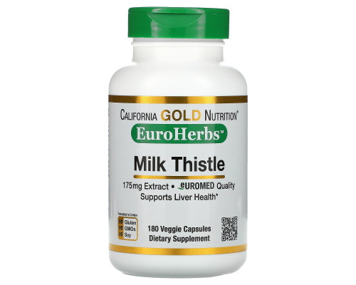 California Gold Nutrition, Экстракт расторопши, 80% силимарина, EuroHerbs, клиническая эффективность, 180 вегетарианских капсул California Gold Nutrition, Экстракт расторопши, 80% силимарина, EuroHerbs, клиническая эффективность, 180 вегетарианских капсул