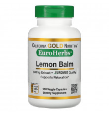 California Gold Nutrition, EuroHerbs, Lemon Balm, 500 mg, 180 Veggie Capsules