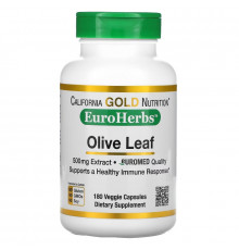 California Gold Nutrition, EuroHerbs, Olive Leaf Extract, 500 mg, 180 Veggie Capsules