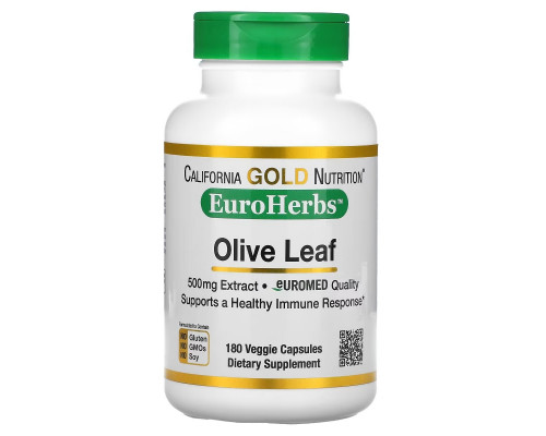 California Gold Nutrition, EuroHerbs, Olive Leaf Extract, 500 mg, 180 Veggie Capsules California Gold Nutrition, EuroHerbs, Olive Leaf Extract, 500 mg, 180 Veggie Capsules