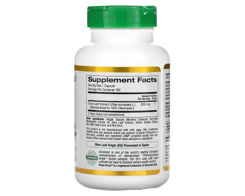 California Gold Nutrition, EuroHerbs, Olive Leaf Extract, 500 mg, 180 Veggie Capsules California Gold Nutrition, EuroHerbs, Olive Leaf Extract, 500 mg, 180 Veggie Capsules