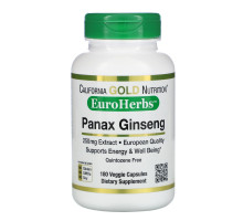 California Gold Nutrition, EuroHerbs, Panax Ginseng Extract, 250 mg, 180 Veggie Capsules