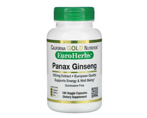 California Gold Nutrition, EuroHerbs, Panax Ginseng Extract, 250 mg, 180 Veggie Capsules California Gold Nutrition, EuroHerbs, Panax Ginseng Extract, 250 mg, 180 Veggie Capsules